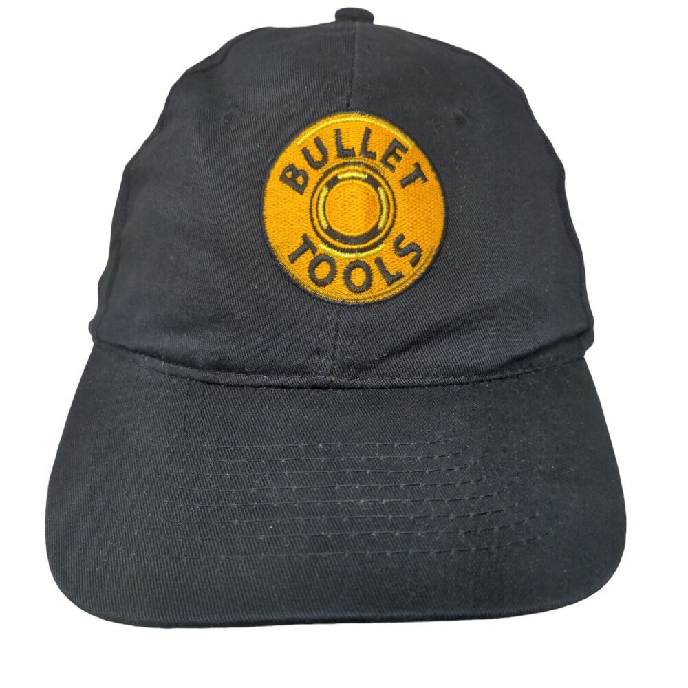Bullet Tools Strapback Hat Black OSFA Adjustable Embroidered Vented Holes Cotton